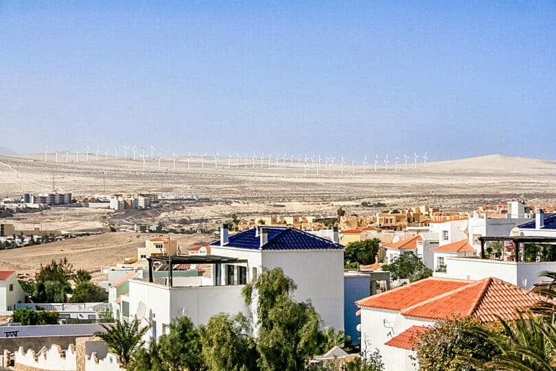 Windkraftanlagen auf dem Istmo de la Pared in der Nähe von Costa Calma